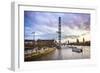 London Eye (Millennium Wheel) and River Thames at sunset, London Borough of Lambeth, England-Matthew Williams-Ellis-Framed Photographic Print