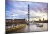 London Eye (Millennium Wheel) and River Thames at sunset, London Borough of Lambeth, England-Matthew Williams-Ellis-Mounted Photographic Print