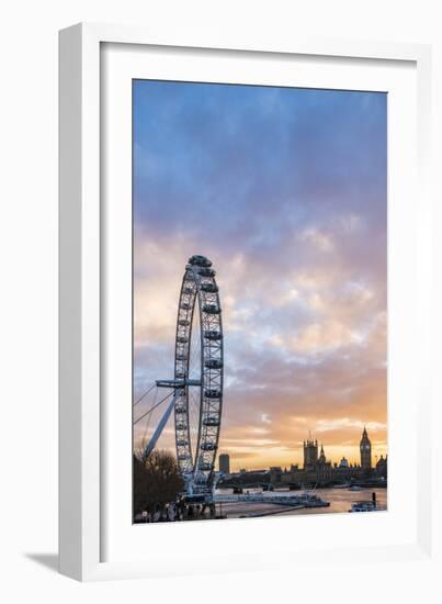 London Eye (Millennium Wheel) at sunset, London Borough of Lambeth, England, United Kingdom, Europe-Matthew Williams-Ellis-Framed Photographic Print