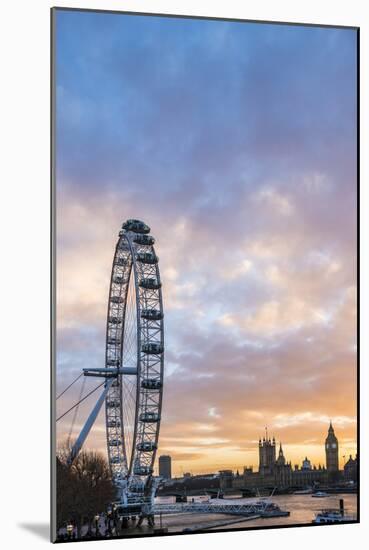 London Eye (Millennium Wheel) at sunset, London Borough of Lambeth, England, United Kingdom, Europe-Matthew Williams-Ellis-Mounted Photographic Print