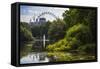 London Eye reflection on the lake in Victoria Park, United Kingdom.-Michele Niles-Framed Stretched Canvas