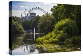 London Eye reflection on the lake in Victoria Park, United Kingdom.-Michele Niles-Stretched Canvas