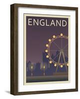 London Eye-Frk. Blaa-Framed Art Print