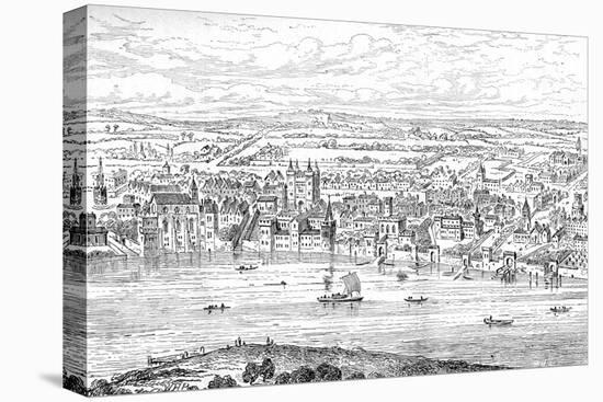 London from Temple Bar to Charing Cross, 1543-Anthonis van den Wyngaerde-Stretched Canvas