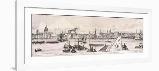 London from the River Thames, 1844-Frank Vizetelly-Framed Giclee Print