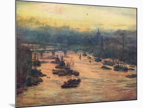 London, from the Tower Bridge, 1905-null-Mounted Giclee Print