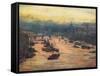 London, from the Tower Bridge, 1905-null-Framed Stretched Canvas