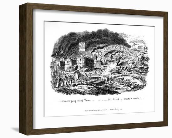 London Going Out of Town or the March of Bricks and Mortar, 1829-George Cruikshank-Framed Giclee Print