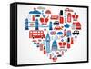 London Heart-Marish-Framed Stretched Canvas