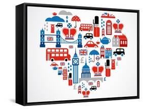 London Heart-Marish-Framed Stretched Canvas