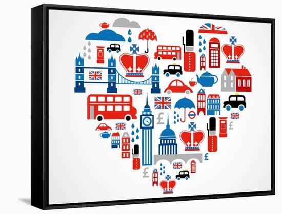 London Heart-Marish-Framed Stretched Canvas