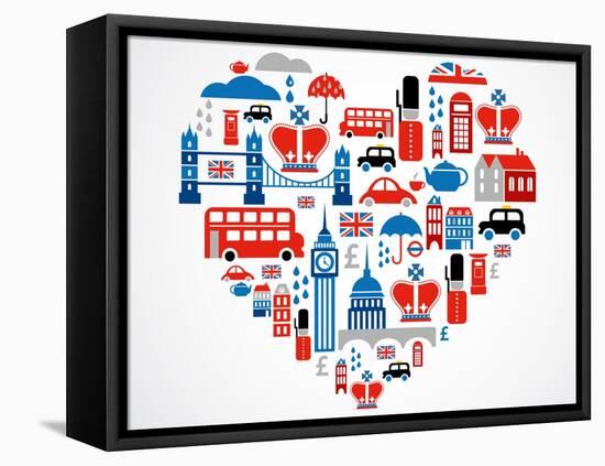 London Heart-Marish-Framed Stretched Canvas