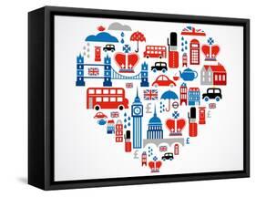 London Heart-Marish-Framed Stretched Canvas