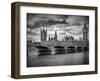 London Houses Of Parliament & Red Busses-Melanie Viola-Framed Art Print