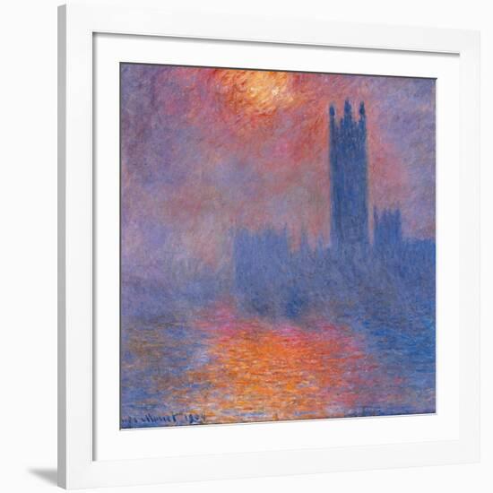 London Houses of Parliament. The Sun Shining Through the Fog-Claude Monet-Framed Art Print