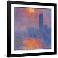 London Houses of Parliament. The Sun Shining Through the Fog-Claude Monet-Framed Art Print