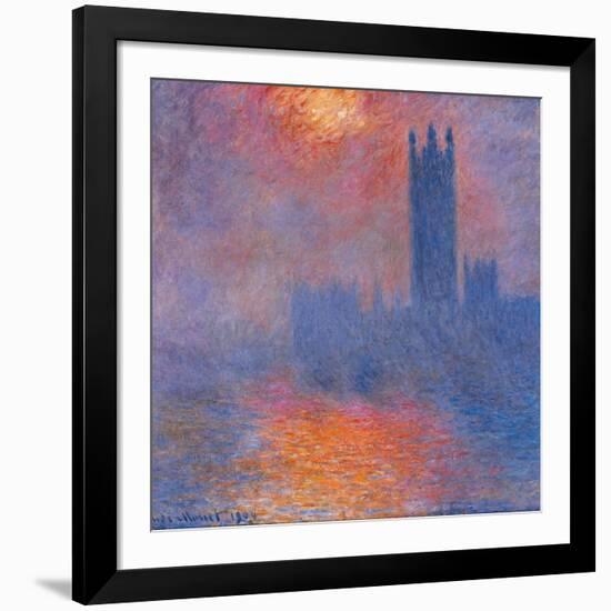 London Houses of Parliament. The Sun Shining Through the Fog-Claude Monet-Framed Art Print