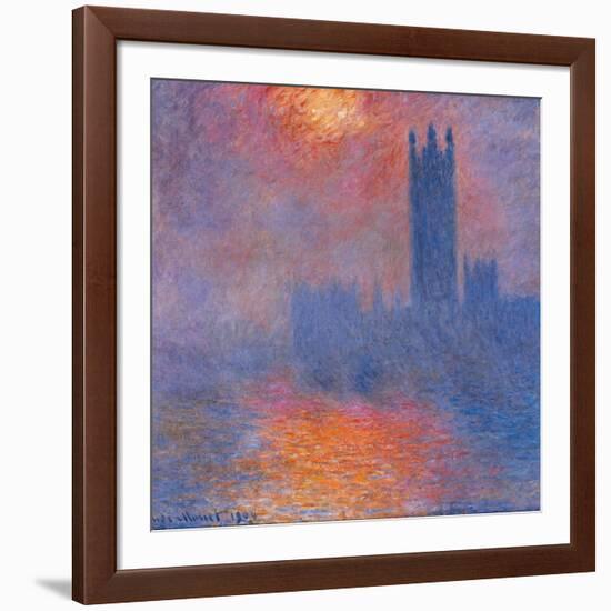 London Houses of Parliament. The Sun Shining Through the Fog-Claude Monet-Framed Art Print