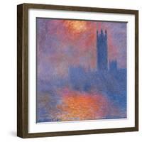 London Houses of Parliament. The Sun Shining Through the Fog-Claude Monet-Framed Art Print