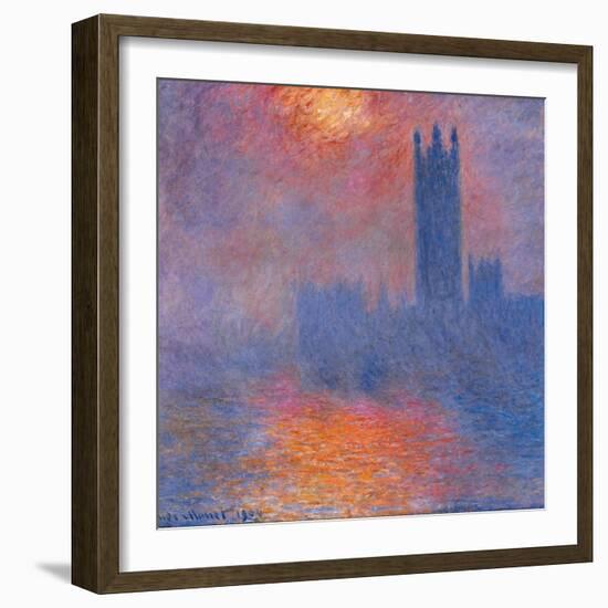 London Houses of Parliament. The Sun Shining Through the Fog-Claude Monet-Framed Art Print