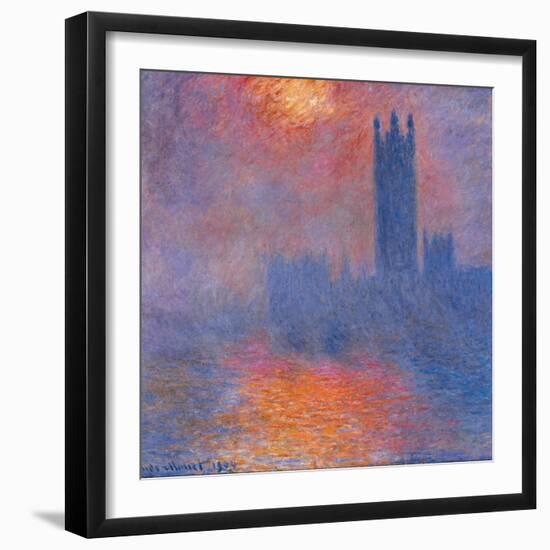 London Houses of Parliament. The Sun Shining Through the Fog-Claude Monet-Framed Art Print