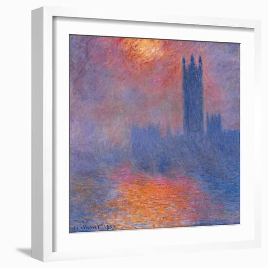 London Houses of Parliament. The Sun Shining Through the Fog-Claude Monet-Framed Art Print