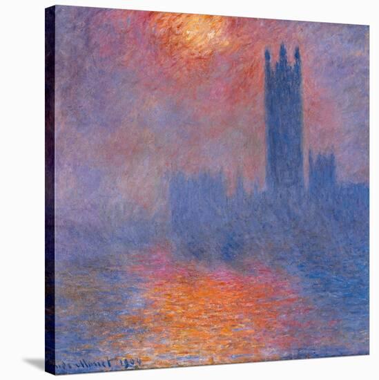 London Houses of Parliament. The Sun Shining Through the Fog-Claude Monet-Stretched Canvas