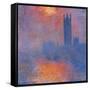 London Houses of Parliament. The Sun Shining Through the Fog-Claude Monet-Framed Stretched Canvas