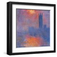 London Houses of Parliament. The Sun Shining Through the Fog-Claude Monet-Framed Art Print