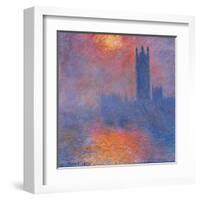 London Houses of Parliament. The Sun Shining Through the Fog-Claude Monet-Framed Art Print