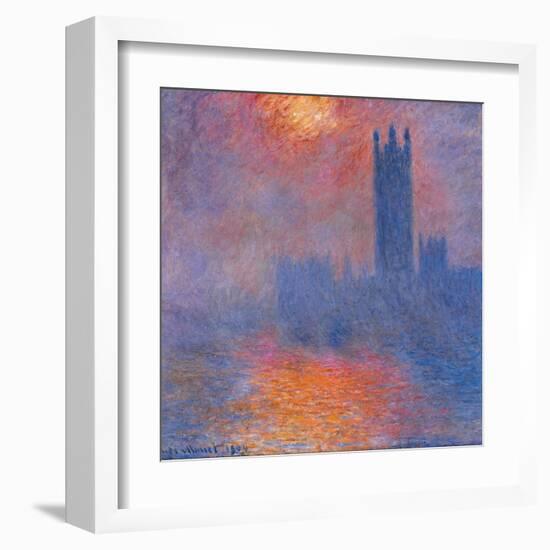 London Houses of Parliament. The Sun Shining Through the Fog-Claude Monet-Framed Art Print