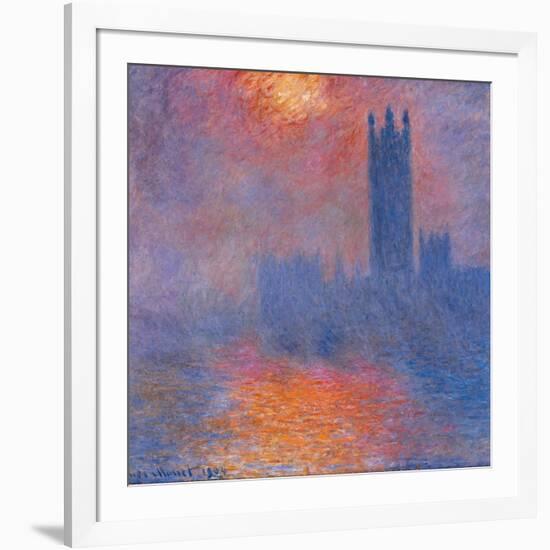 London Houses of Parliament. The Sun Shining Through the Fog-Claude Monet-Framed Art Print