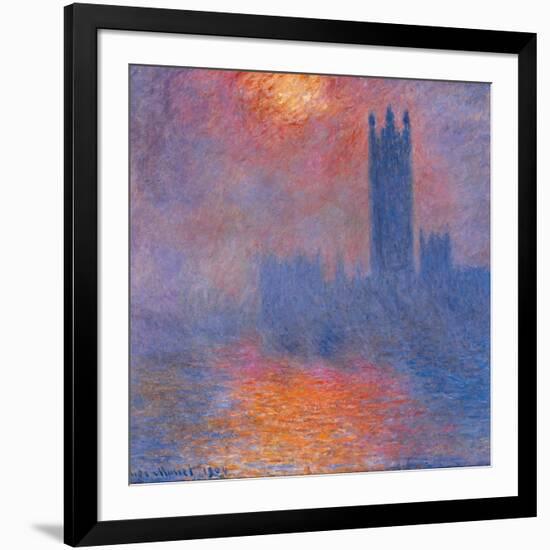 London Houses of Parliament. The Sun Shining Through the Fog-Claude Monet-Framed Art Print