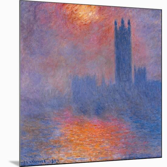 London Houses of Parliament. The Sun Shining Through the Fog-Claude Monet-Mounted Art Print