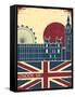 London Landmark.Vintage Background With England Flag On Old Poster-GeraKTV-Framed Stretched Canvas