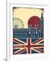 London Landmark.Vintage Background With England Flag On Old Poster-GeraKTV-Framed Art Print