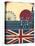 London Landmark.Vintage Background With England Flag On Old Poster-GeraKTV-Stretched Canvas