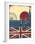 London Landmark.Vintage Background With England Flag On Old Poster-GeraKTV-Framed Art Print