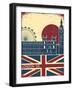 London Landmark.Vintage Background With England Flag On Old Poster-GeraKTV-Framed Art Print