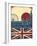 London Landmark.Vintage Background With England Flag On Old Poster-GeraKTV-Framed Art Print