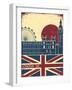 London Landmark.Vintage Background With England Flag On Old Poster-GeraKTV-Framed Art Print