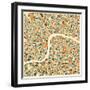 London Map-Jazzberry Blue-Framed Premium Giclee Print