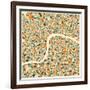 London Map-Jazzberry Blue-Framed Art Print