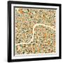 London Map-Jazzberry Blue-Framed Art Print