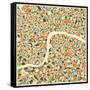 London Map-Jazzberry Blue-Framed Stretched Canvas