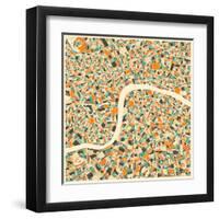 London Map-Jazzberry Blue-Framed Art Print