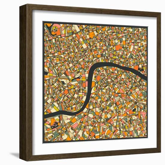 London Map-Jazzberry Blue-Framed Art Print