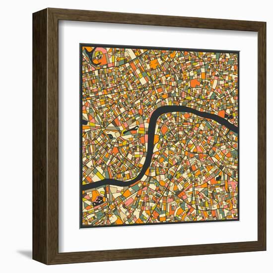 London Map-Jazzberry Blue-Framed Art Print