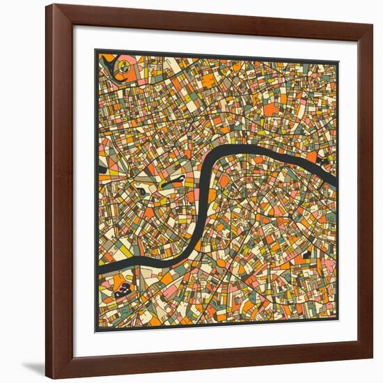 London Map-Jazzberry Blue-Framed Art Print