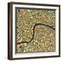 London Map-Jazzberry Blue-Framed Art Print